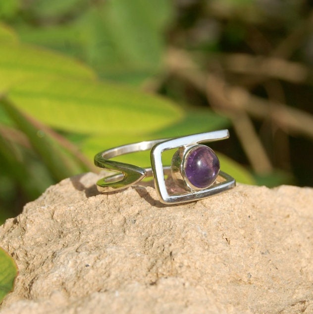 African Amethyst Geometry Ring