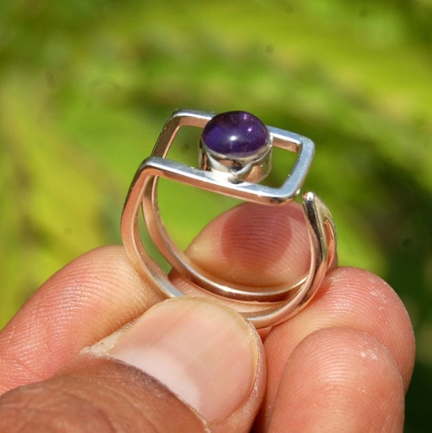 African Amethyst Geometry Ring