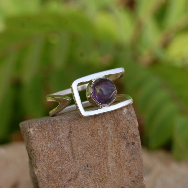 African Amethyst Geometry Ring