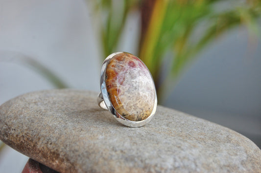 Big Coral Fossil Statement Ring