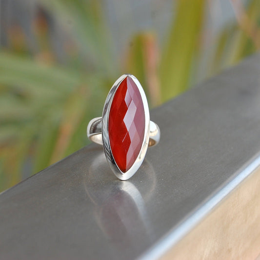 Red Onyx Marquise Statement Ring