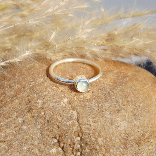 Aqua Chalcedony Dainty Ring