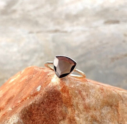 Trillion Shape Smoky Quartz Ring