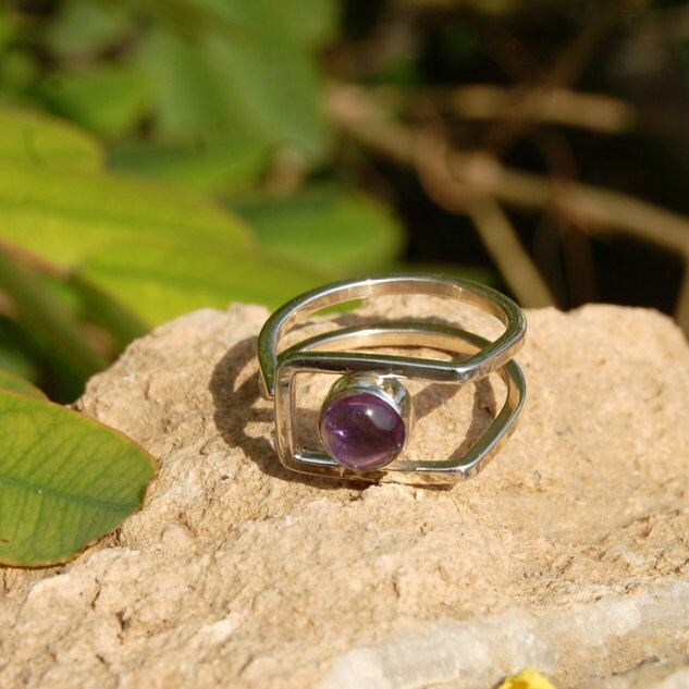 African Amethyst Geometry Ring