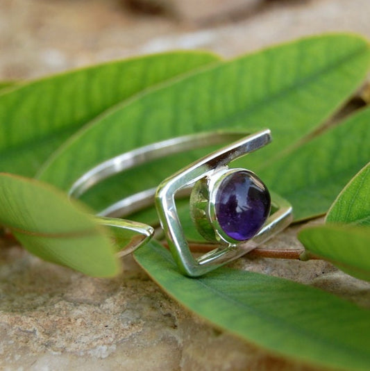 African Amethyst Geometry Ring