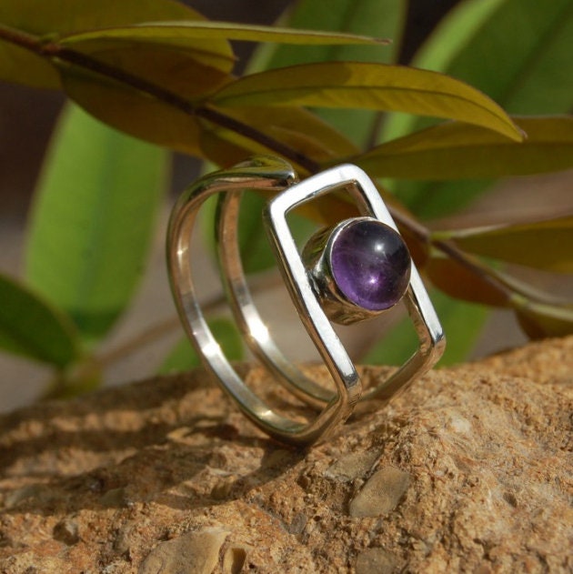 African Amethyst Geometry Ring