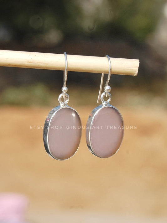 Pink Chalcedony Drop Earrings