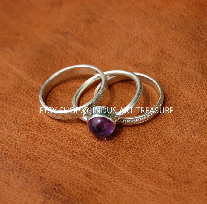 Amethyst Stacking Ring Set