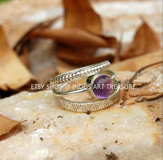Amethyst Stacking Ring Set