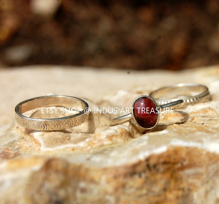 Lovely Garnet Stacking Ring Set