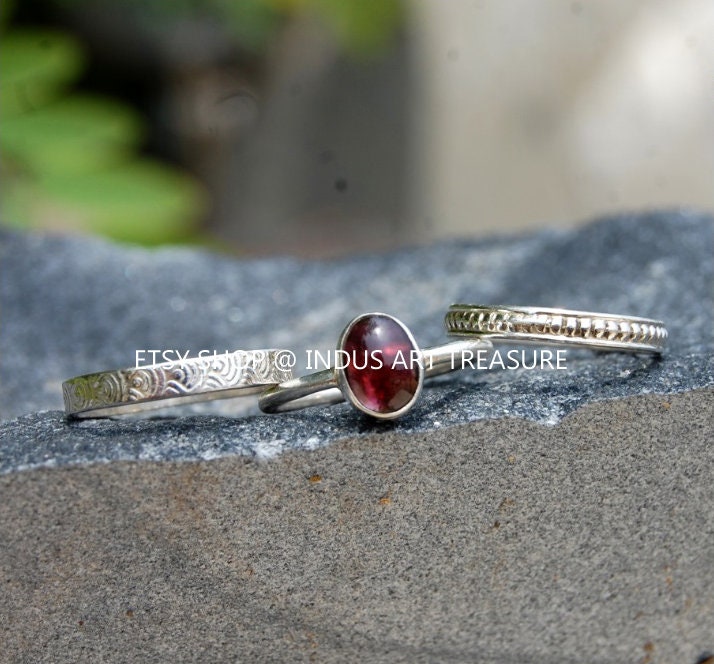Lovely Garnet Stacking Ring Set