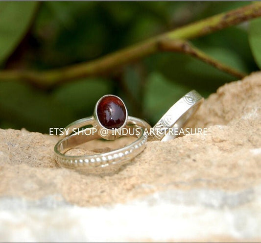 Lovely Garnet Stacking Ring Set