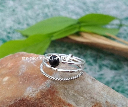 Black Onyx Stacking Ring Set
