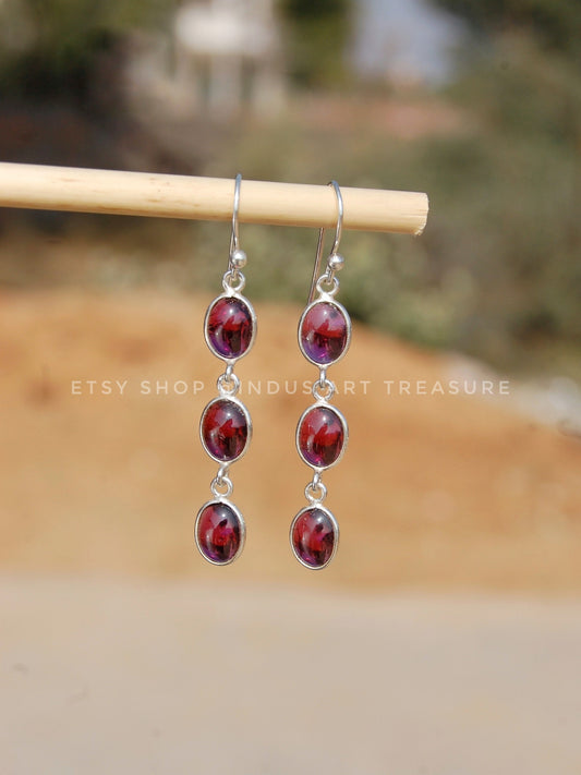 Garnet Long Dangle Earrings