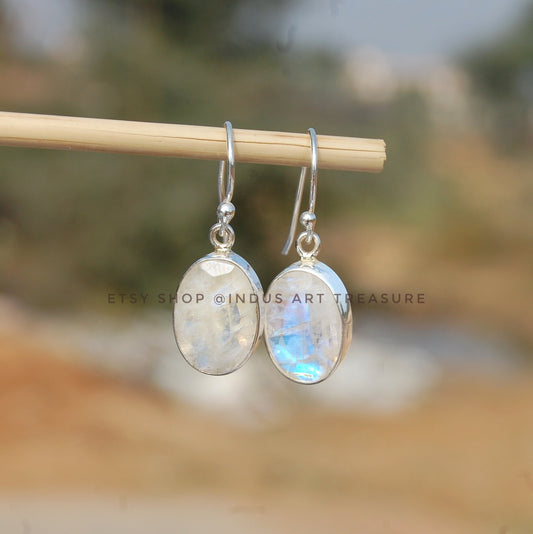 Rainbow Moonstone Dangle Earrings