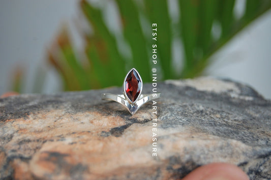 Red Garnet Crown Ring