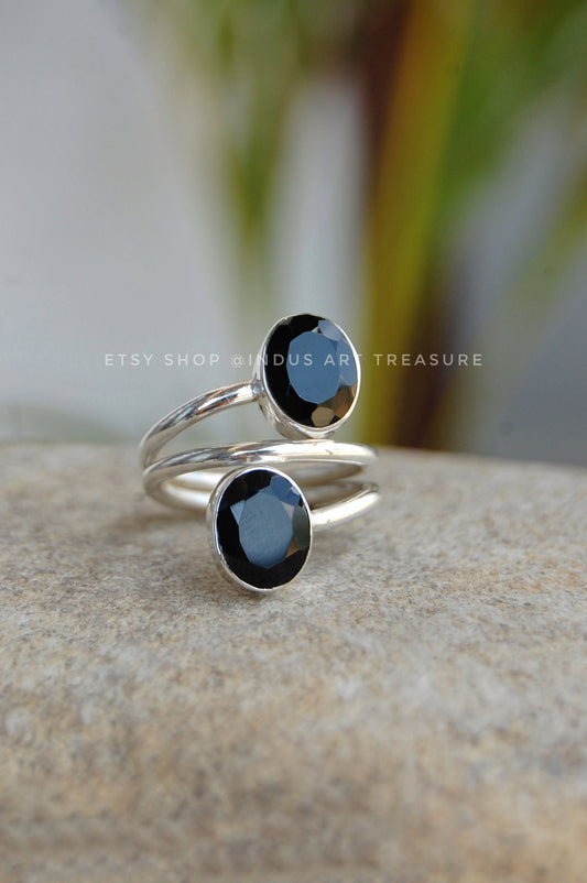 Black Onyx Swirl Ring