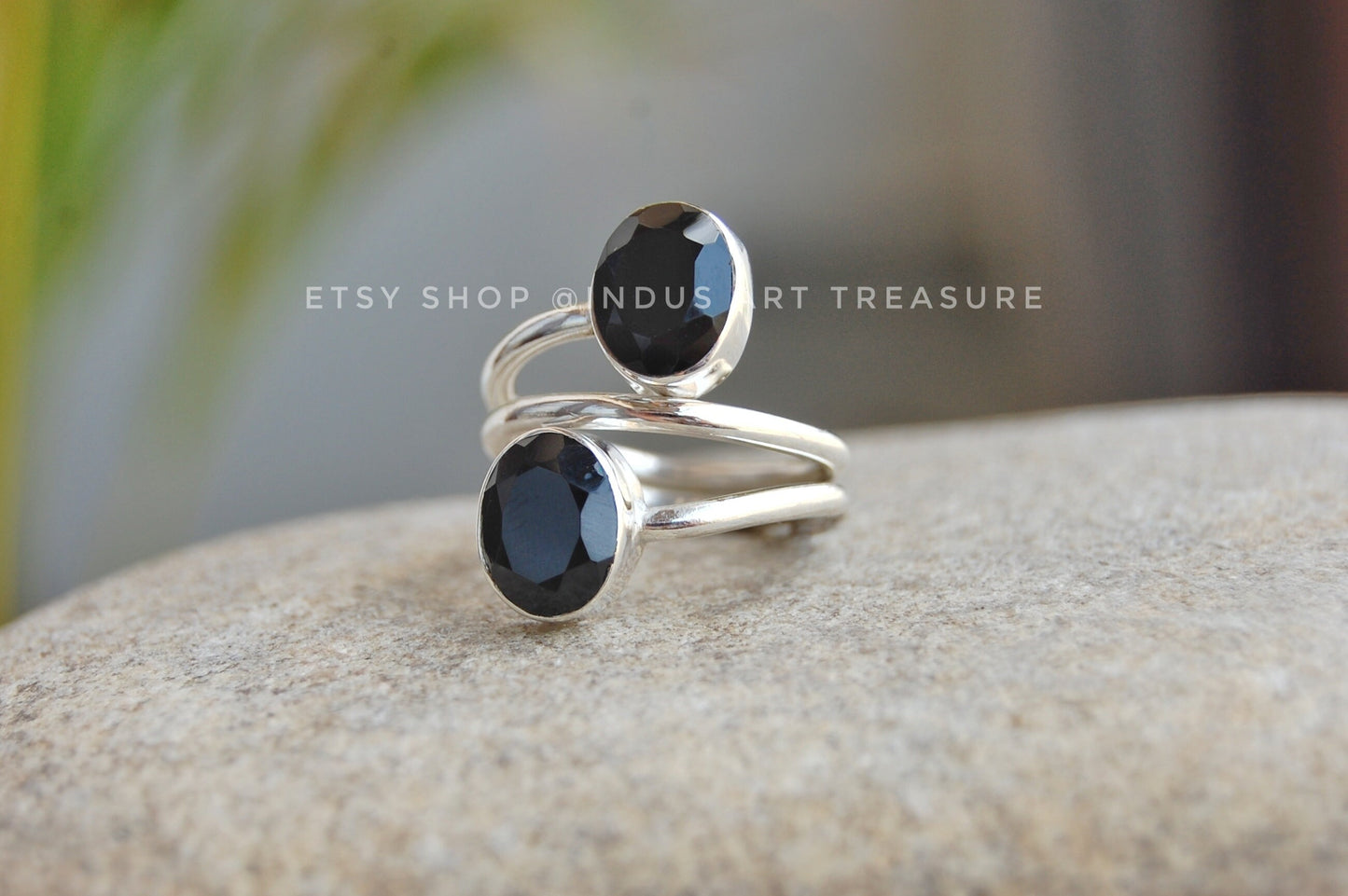 Black Onyx Swirl Ring