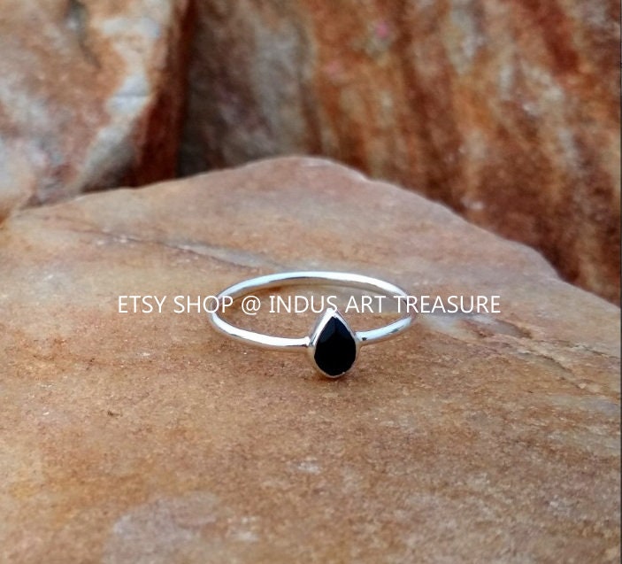 Black Onyx Dainty Ring