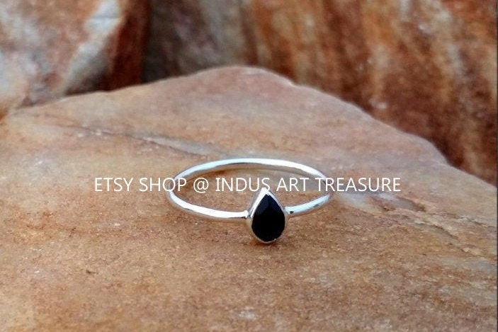 Black Onyx Dainty Ring