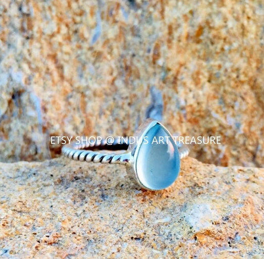Aqua Chalcedony Dainty Ring