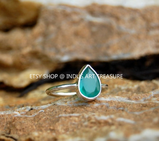 Green Onyx Silver Ring