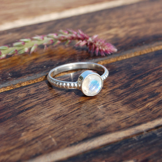 Rainbow Moonstone Dainty Ring