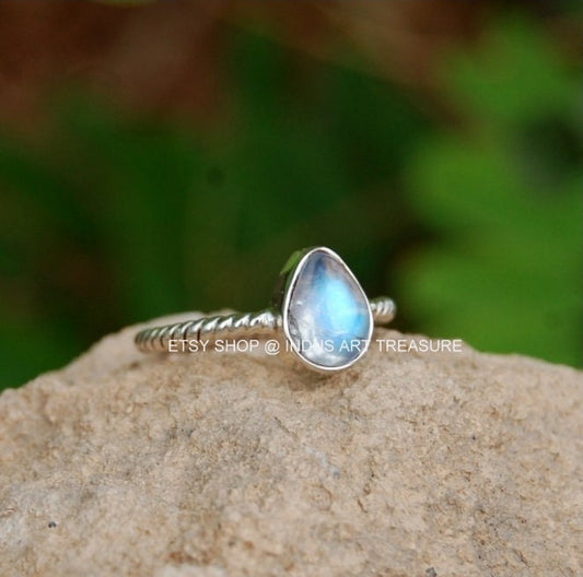 Rainbow Moonstone Ring