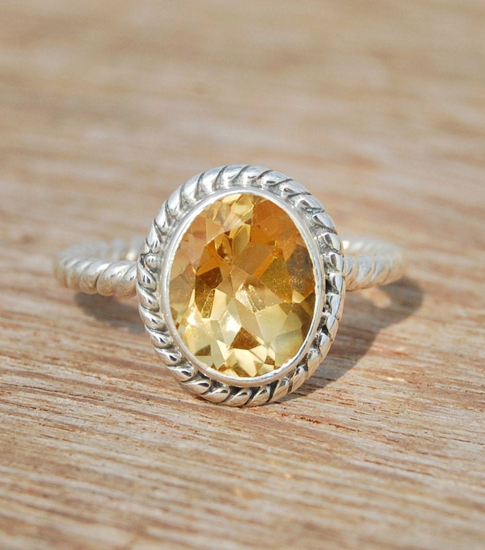 Citrine Twisted Wire Band Ring