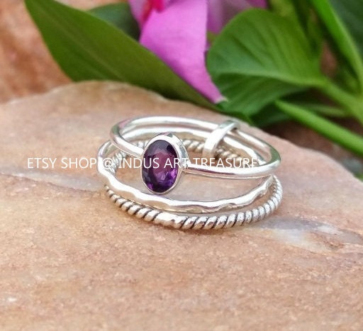 Amethyst Stacking Ring Set