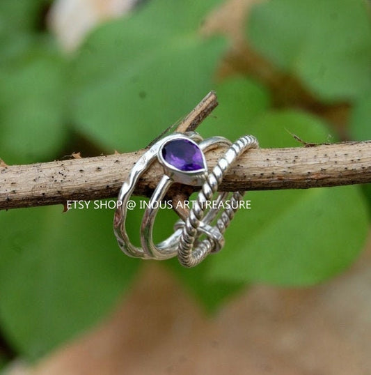 Amethyst Stacking Ring Set