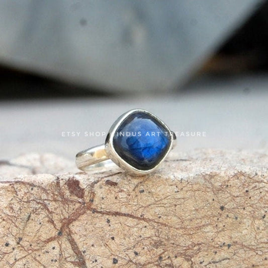Blue Fire Labradorite Ring