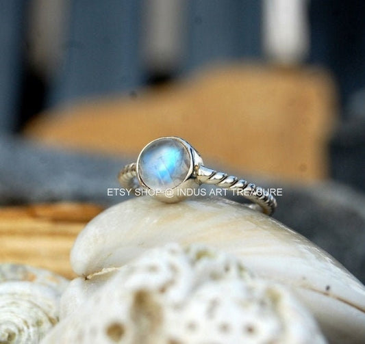 Rainbow Moonstone Ring