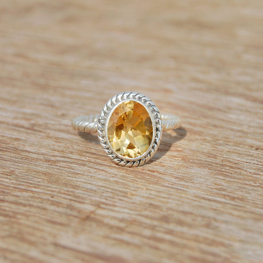 Citrine Twisted Wire Band Ring