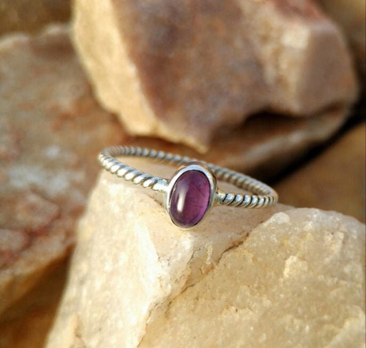Amethyst Twisted Band Ring