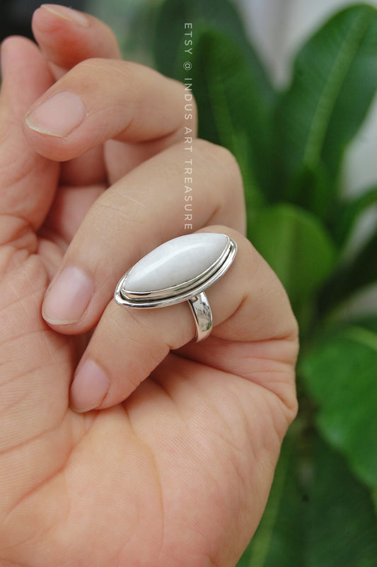 White Quartz Marquise Ring