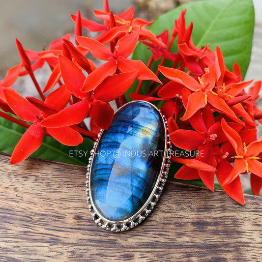 Blue Labradorite Statement Ring