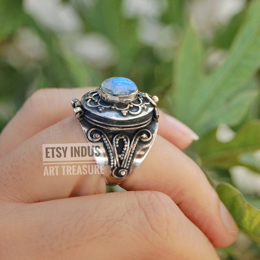Rainbow Moonstone Poison Ring