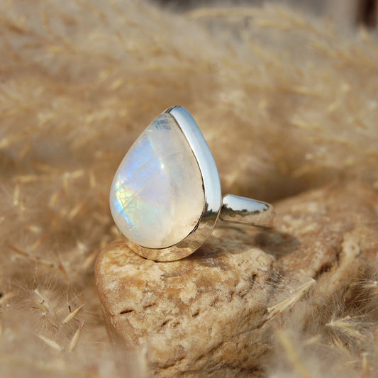Rainbow Moonstone Ring