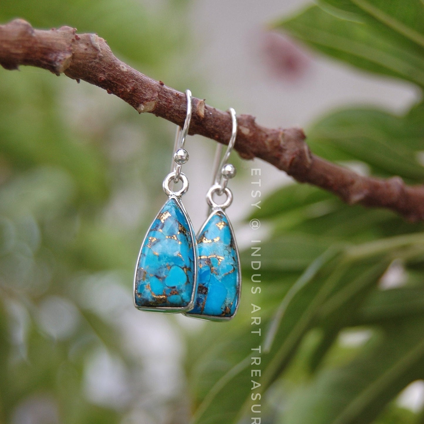 Copper Turquoise Dangle Earrings