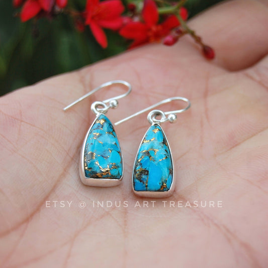 Copper Turquoise Dangle Earrings