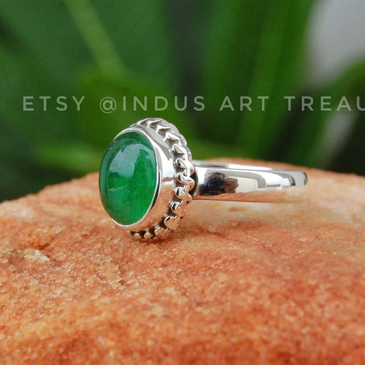 Natural Jade Boho Ring
