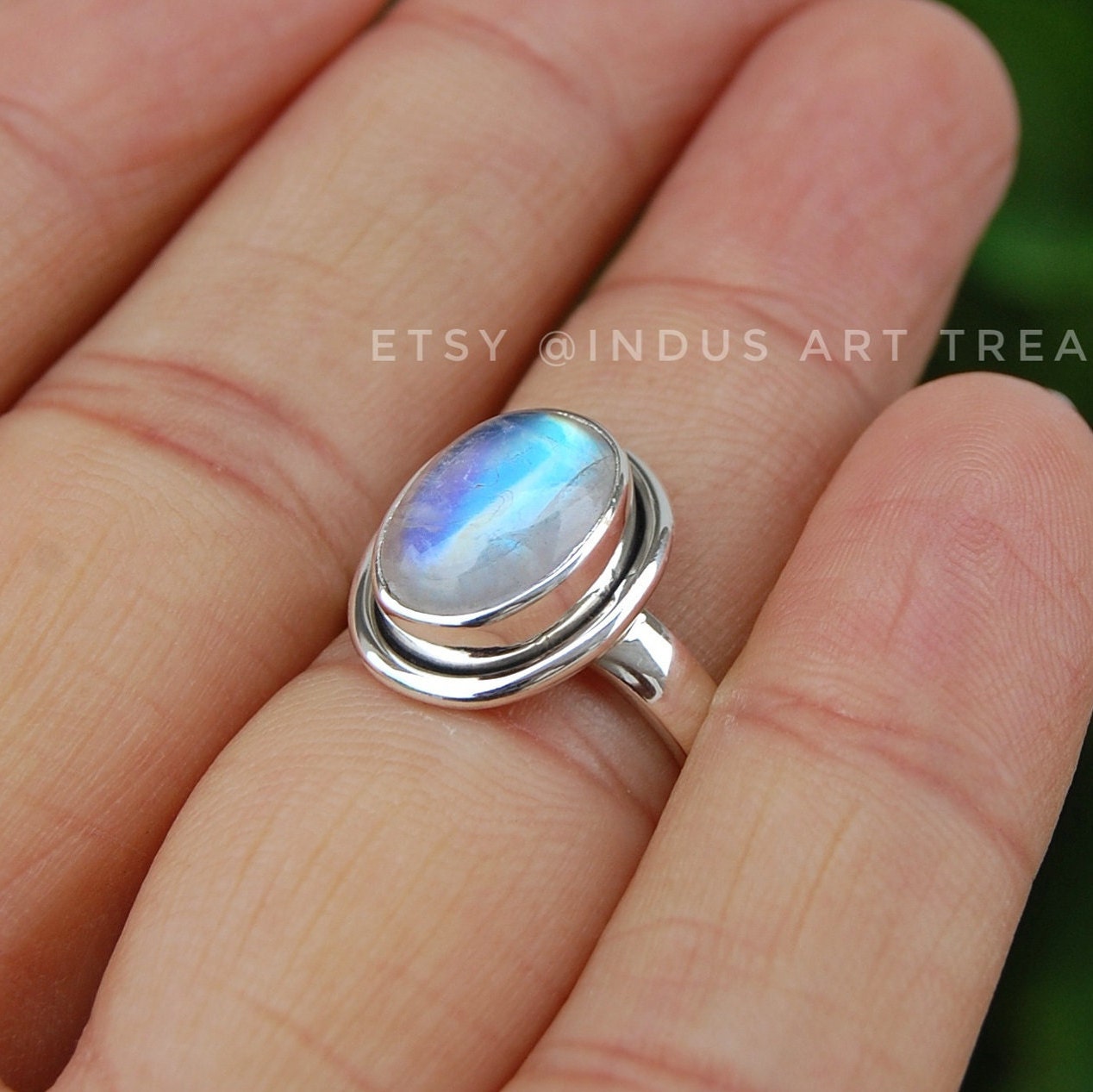 Rainbow Moonstone Ring