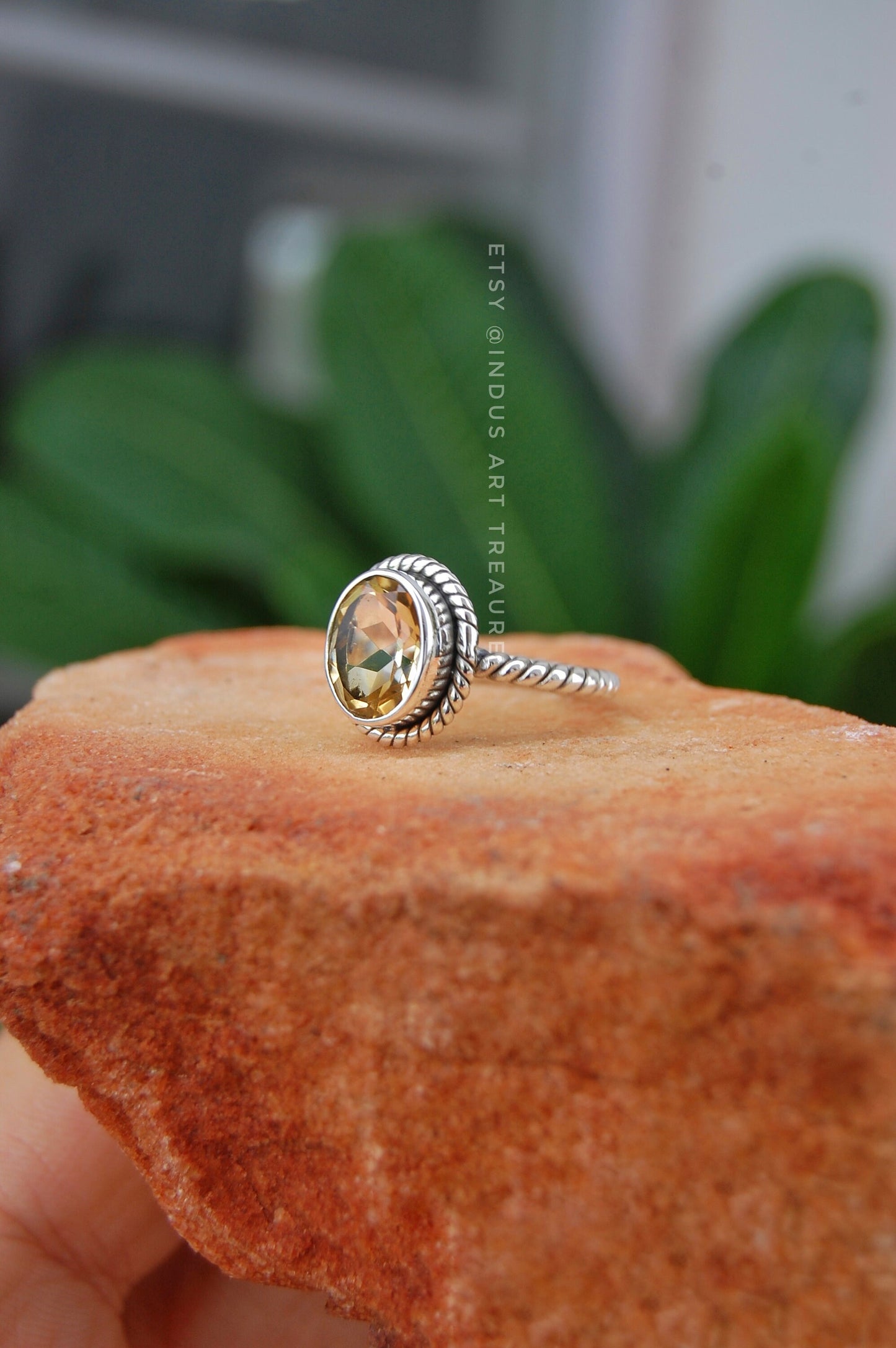 Citrine Twisted Band Ring
