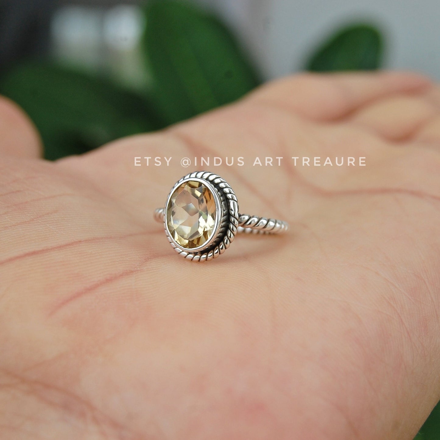 Citrine Twisted Band Ring