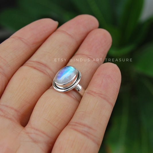 Rainbow Moonstone Ring