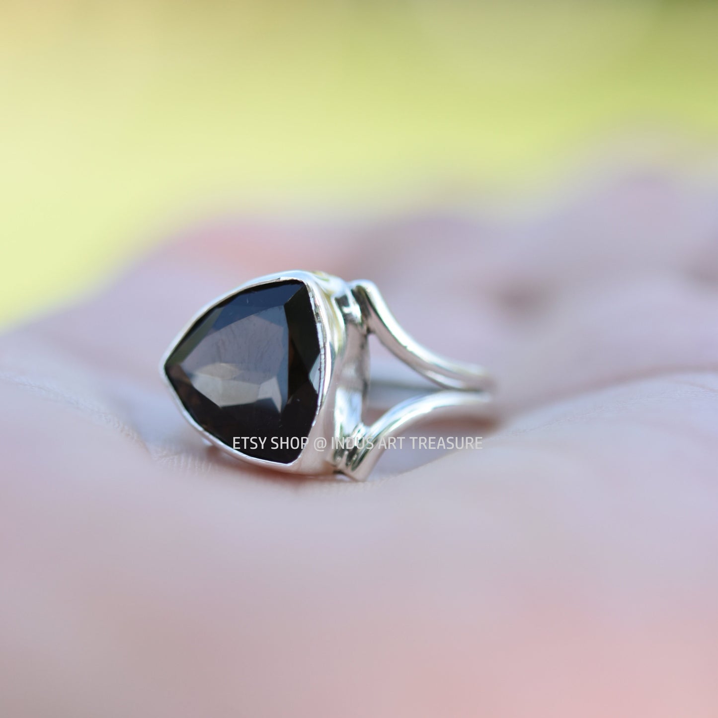 Trillion Shape Smoky Quartz Ring
