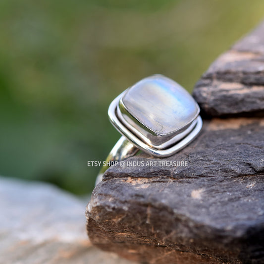Rainbow Moonstone Ring