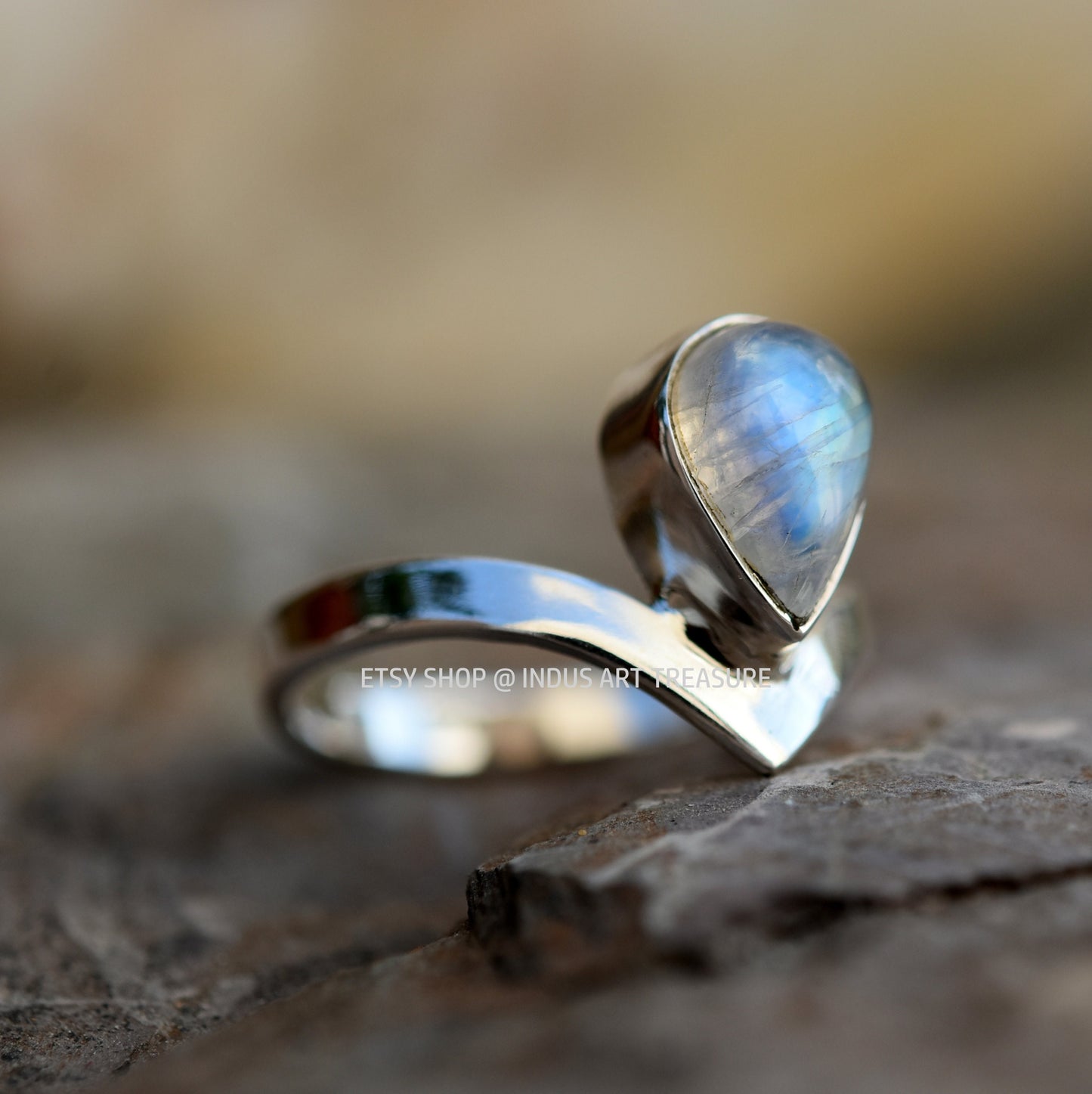 Rainbow Moonstone Crown Ring