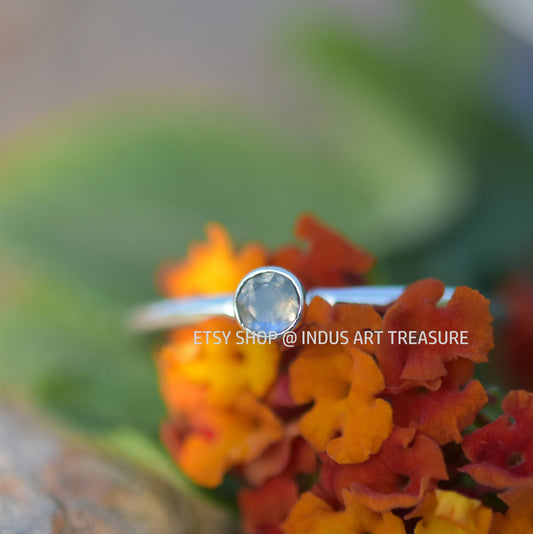 Rainbow Moonstone Minimalist Ring